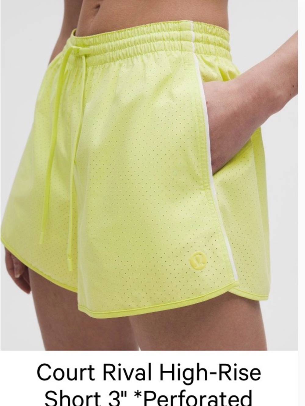 lululemon athletica Neon Yellow Perforated Athletic Shorts